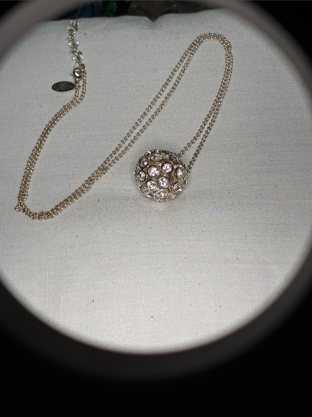 White House Black Market Silver-Tone Crystal Pave Orb Necklace